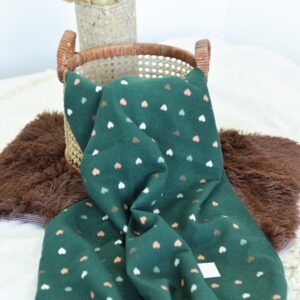 Bufanda Reversible Corazones Verde