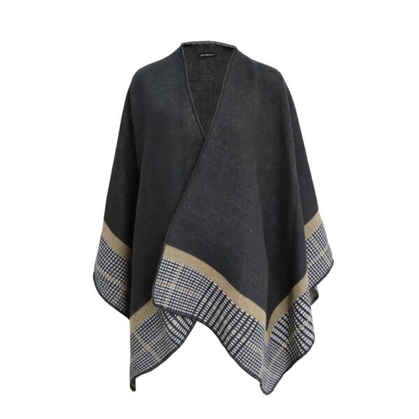 Poncho Don Algodón Negro con Cuadros