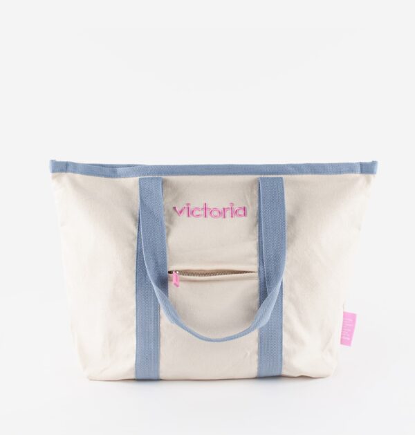 Bolso Playa Victoria Lona Bordado Crudo