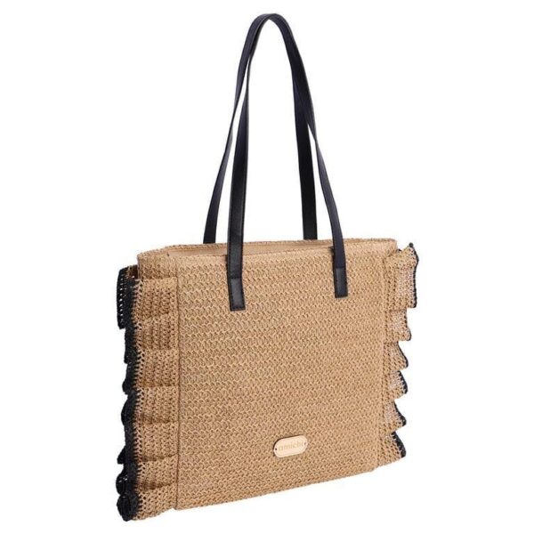 Bolso Shopper Amichi Rafia Camel - Imagen 2