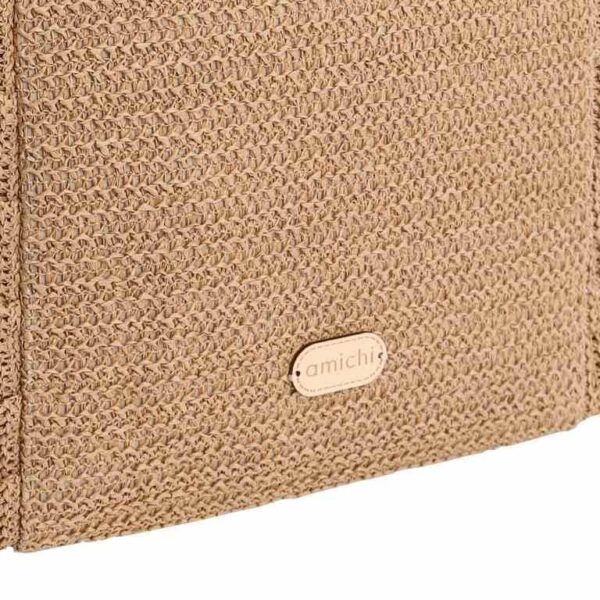 Bolso Shopper Amichi Rafia Camel - Imagen 4