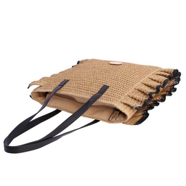 Bolso Shopper Amichi Rafia Camel - Imagen 5
