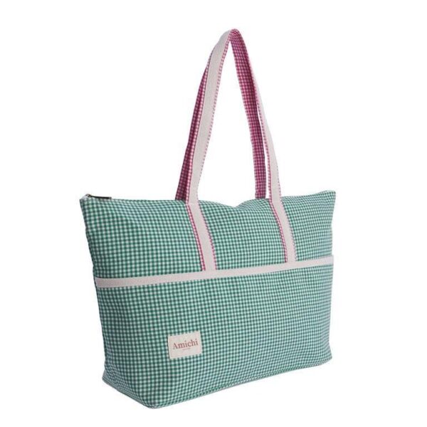 Bolso de Playa Amichi Vichy Verde - Imagen 2