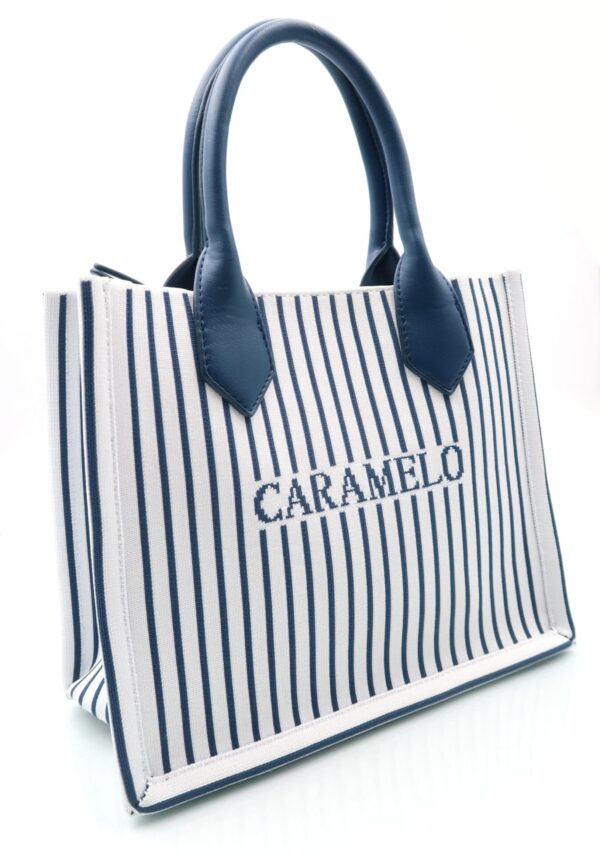 Bolso TextilTricot Franjas Azules de caramelo