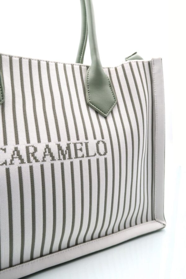 Bolso Textil/Tricot Franjas Verdes - Imagen 2