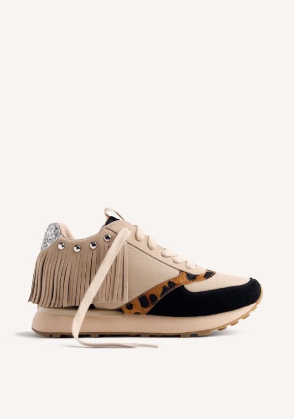 Zapatillas Piel Flecos cuña Bricelyn Gioseppo