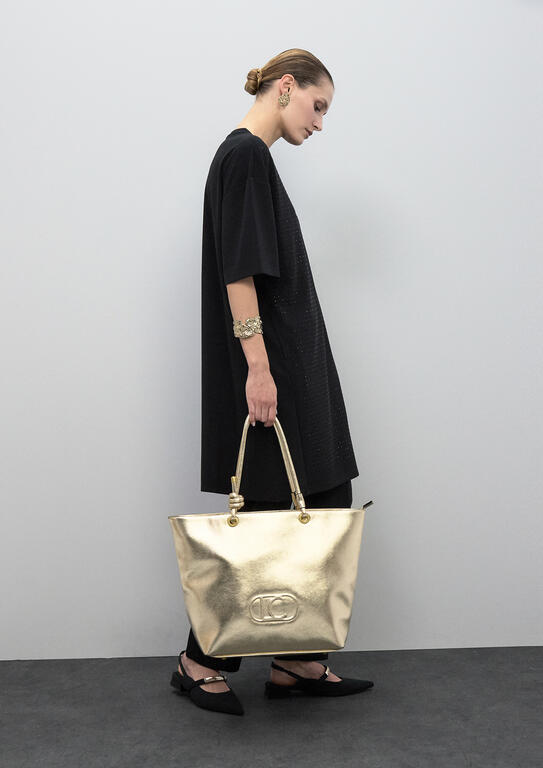 Shopper Desestructurado Dorado Lola Casademunt - Imagen 4