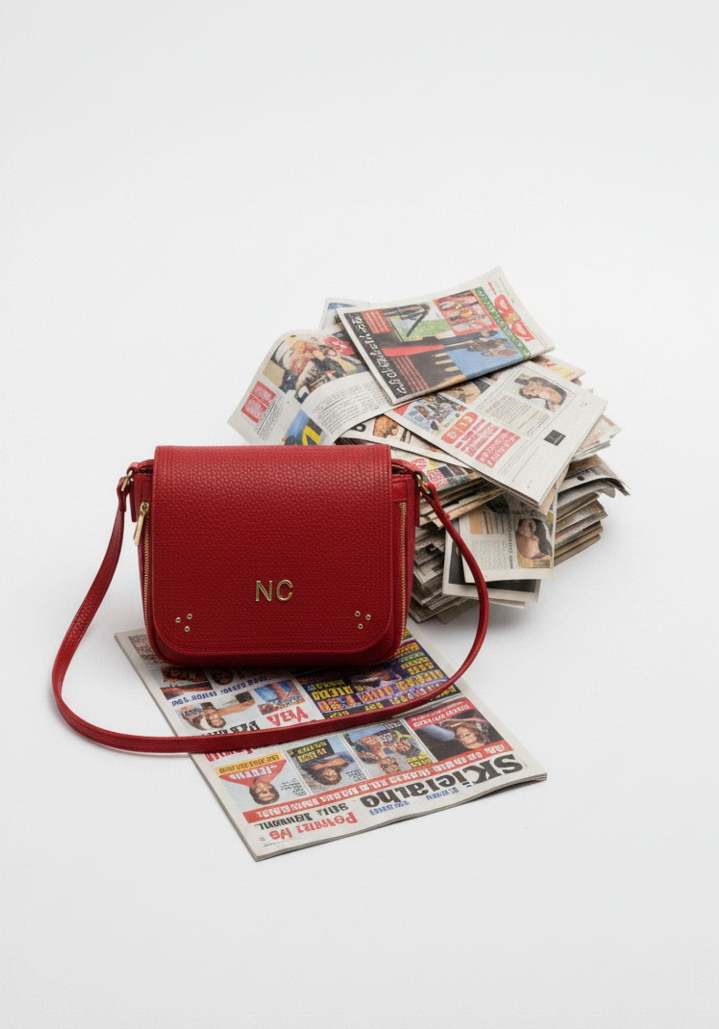 Bandolera piel vegana cremalleras Noco