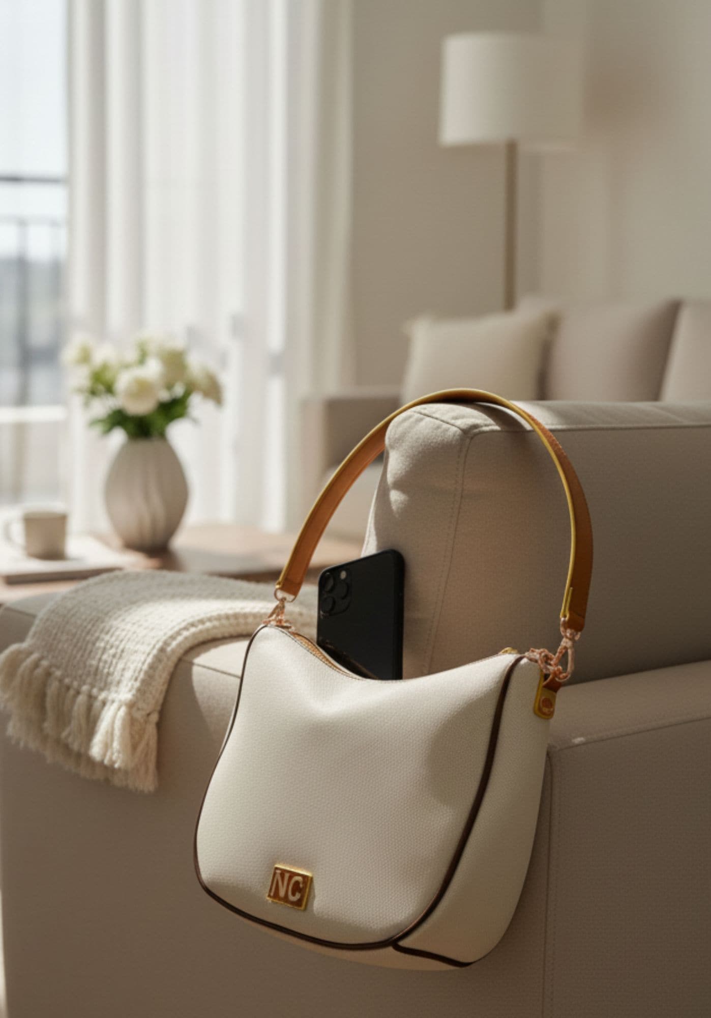 Bolso Bandolera Hobo lona Natural Noco - Imagen 2