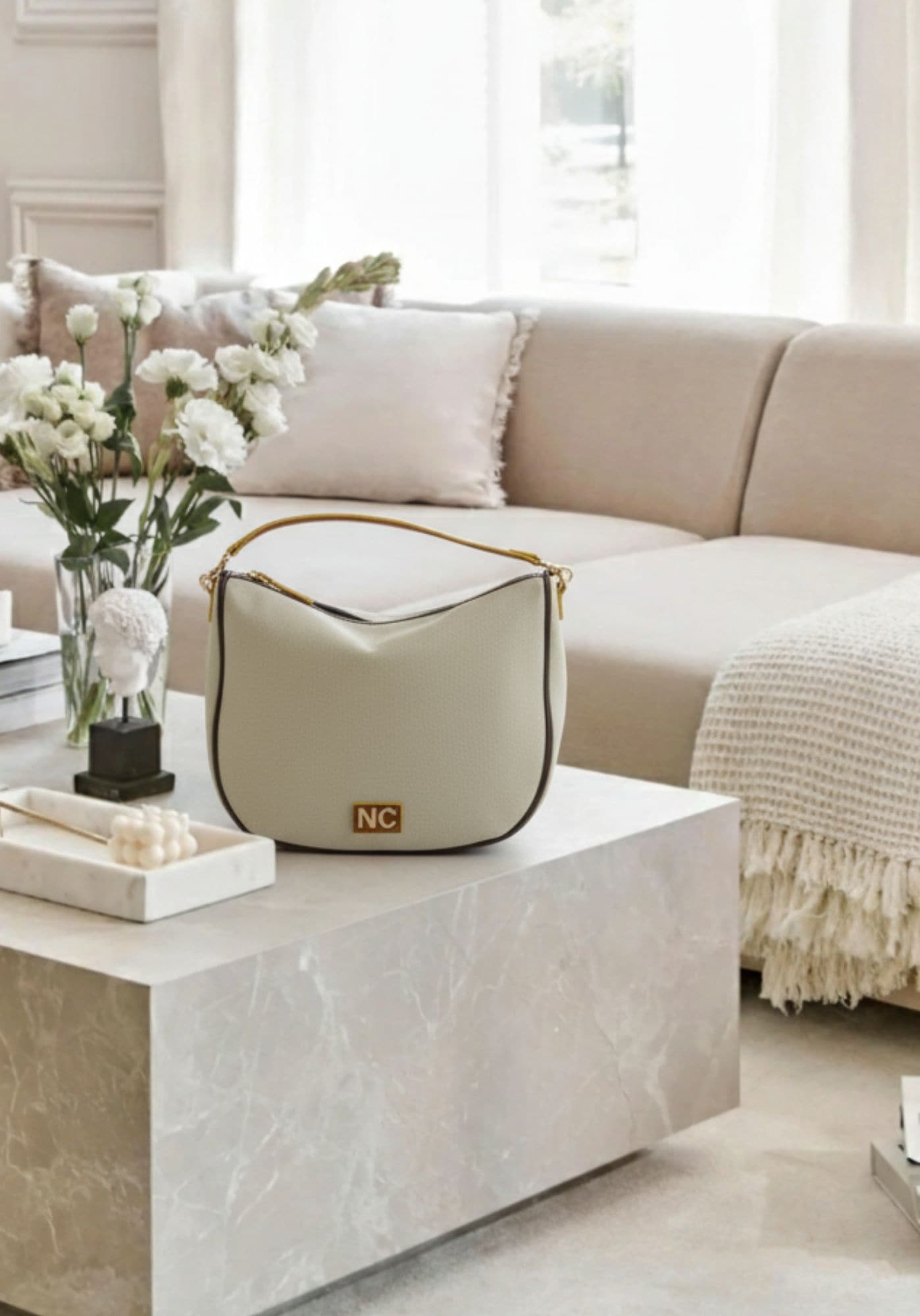 Bolso Bandolera Hobo lona Natural Noco - Imagen 3