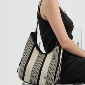 Bolso maxi hobo tejido líneas B&W Noco