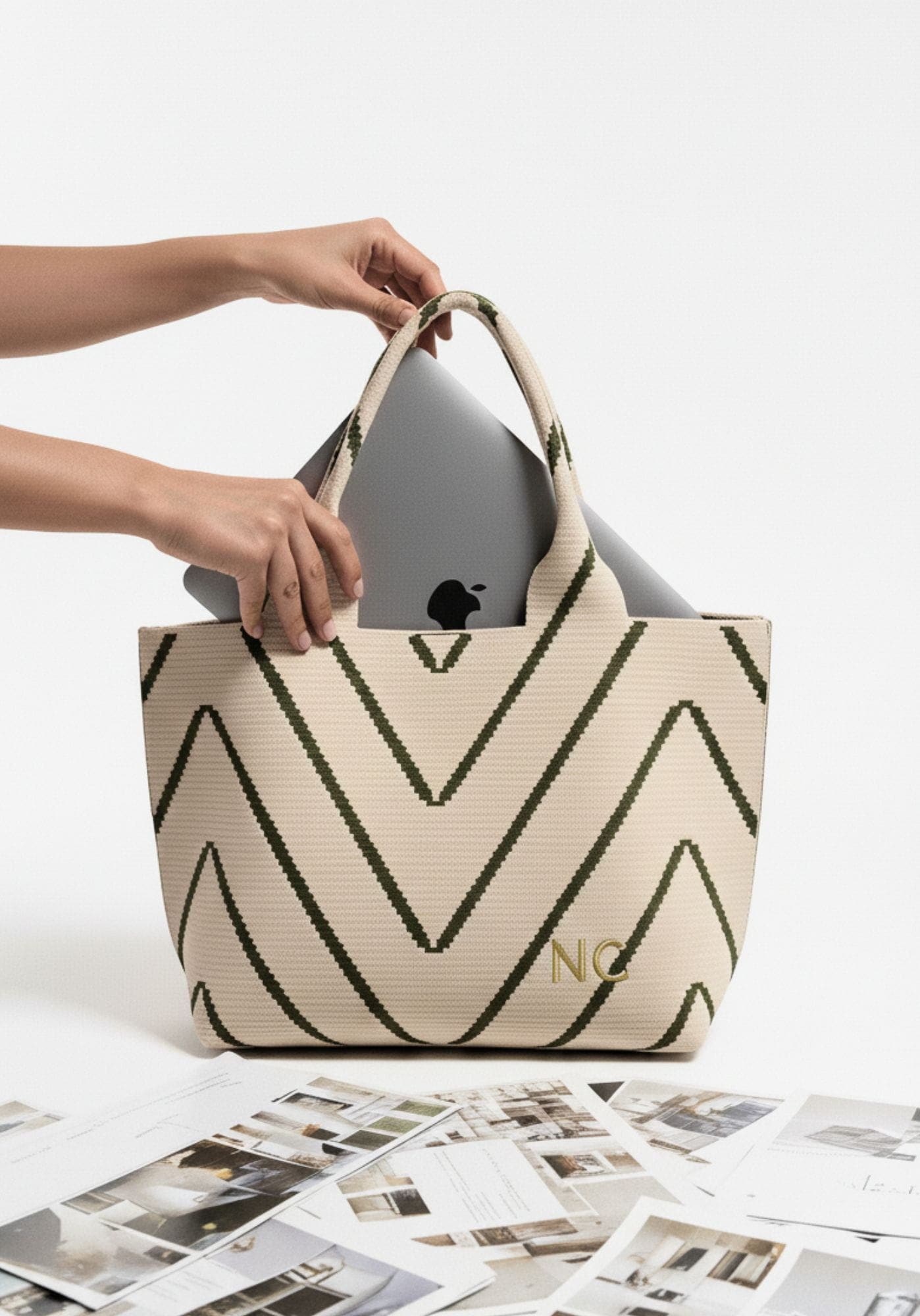 Bolso shopper tejido zigzag Noco