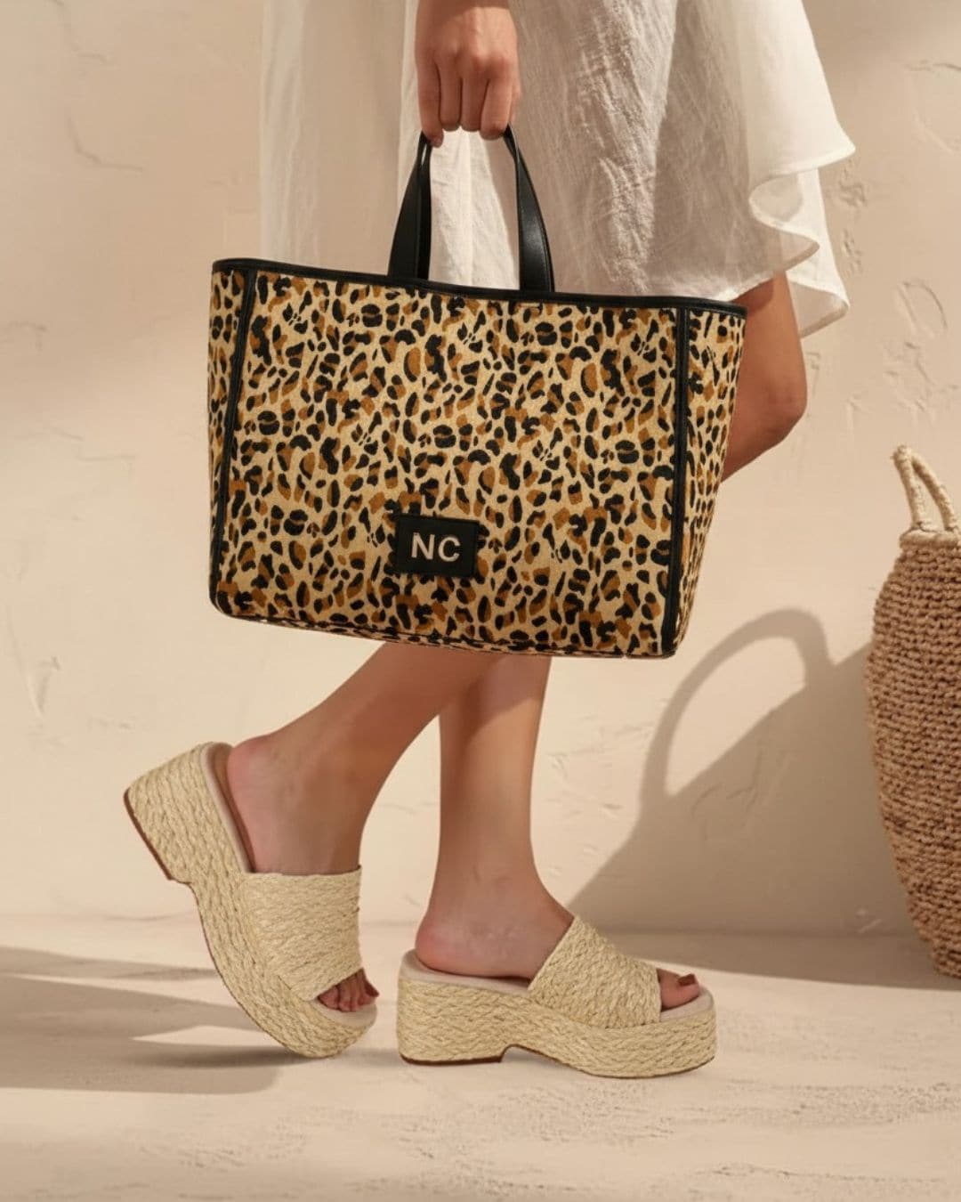 Shopper Rafia Leopardo Noco