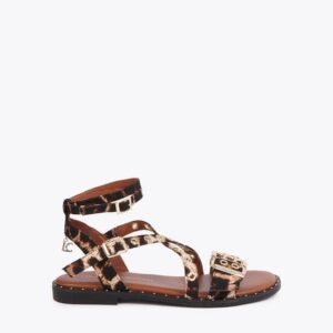 Sandalia Plana con Tiras Animal Print Lola Casademunt
