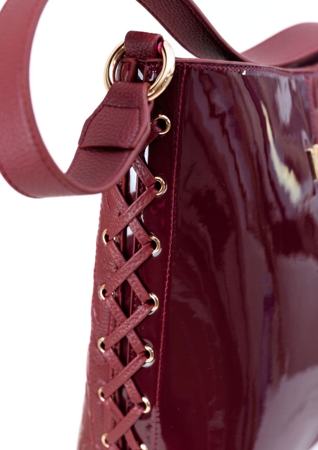 Bolso Hobo Bimaterial Trenzado Granate Noco - Imagen 3