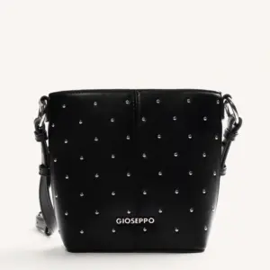Bolso Bandolera Bucket Negro Tachas Gioseppo