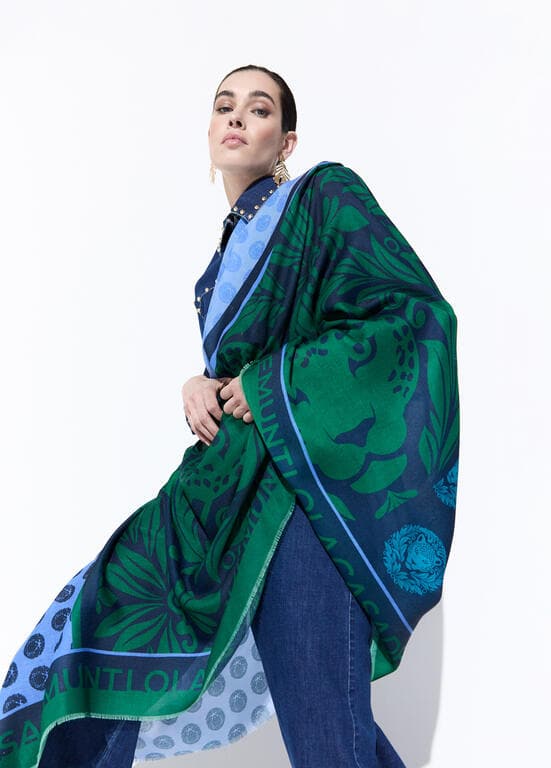 Fular Azul-Verde Medallón Tigre Lola Casademunt - Imagen 4