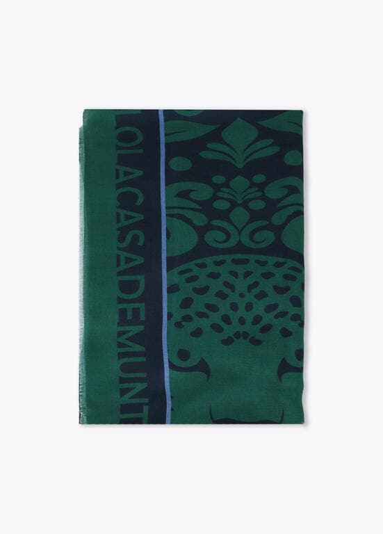 Fular Azul-Verde Medallón Tigre Lola Casademunt