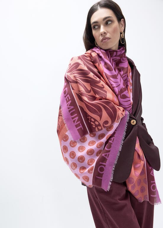 Fular Naranja-Rosa Medallón Tigre Lola Casademunt - Imagen 2
