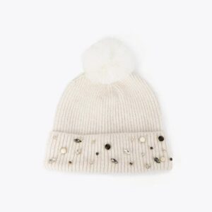 Gorro en Crudo con Perlas y Cristales Lola Casademunt