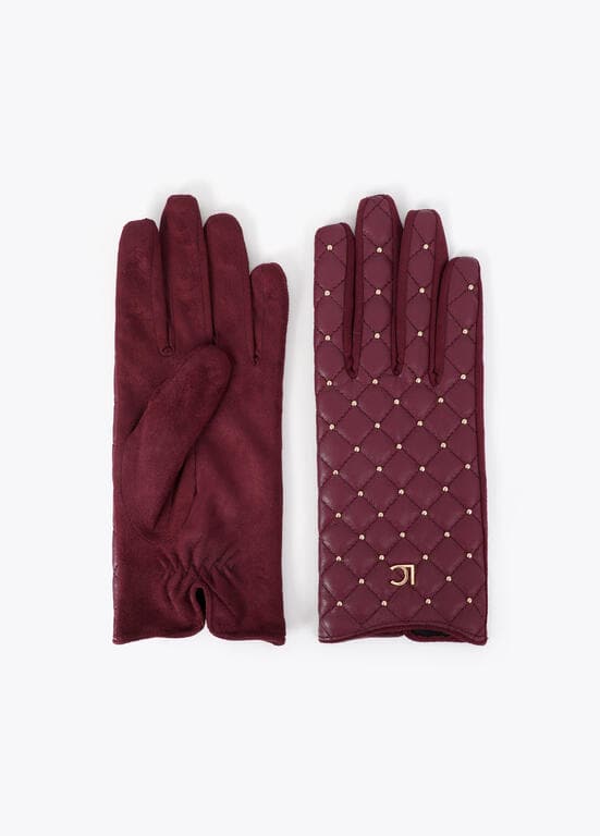 Guantes Acolchados con Mini Tachas Burdeos Lola Casademunt - Imagen 3