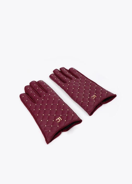 Guantes Acolchados con Mini Tachas Burdeos Lola Casademunt - Imagen 4