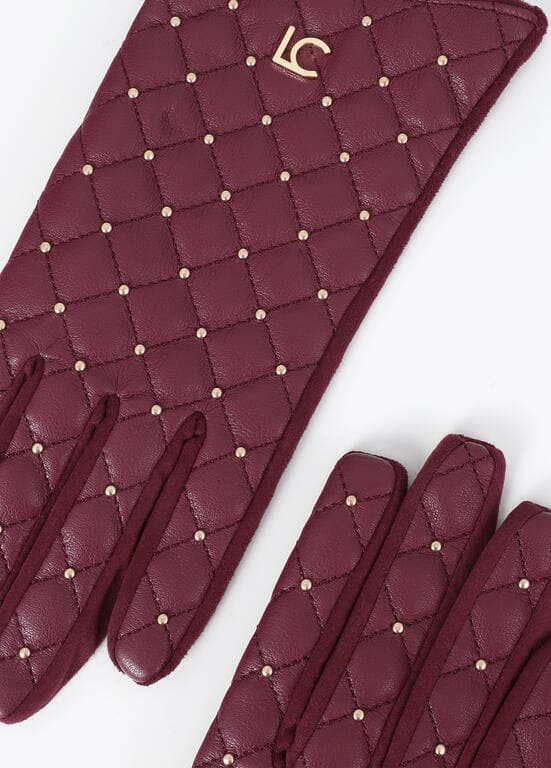 Guantes Acolchados con Mini Tachas Burdeos Lola Casademunt - Imagen 6