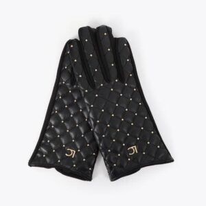 Guantes Acolchados con Mini Tachas Negros Lola Casademunt