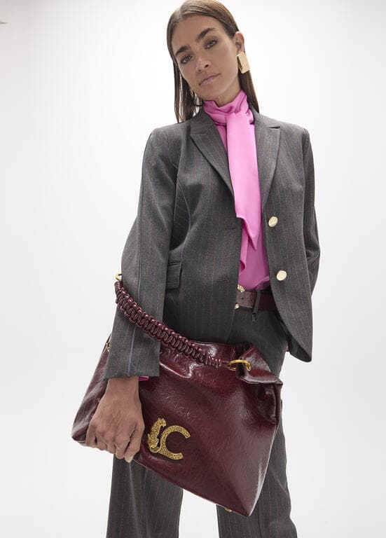 Shopper Burdeos con Asa Trenzada Lola Casademunt - Imagen 3