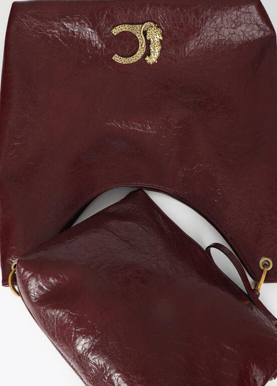 Shopper Burdeos con Asa Trenzada Lola Casademunt - Imagen 7